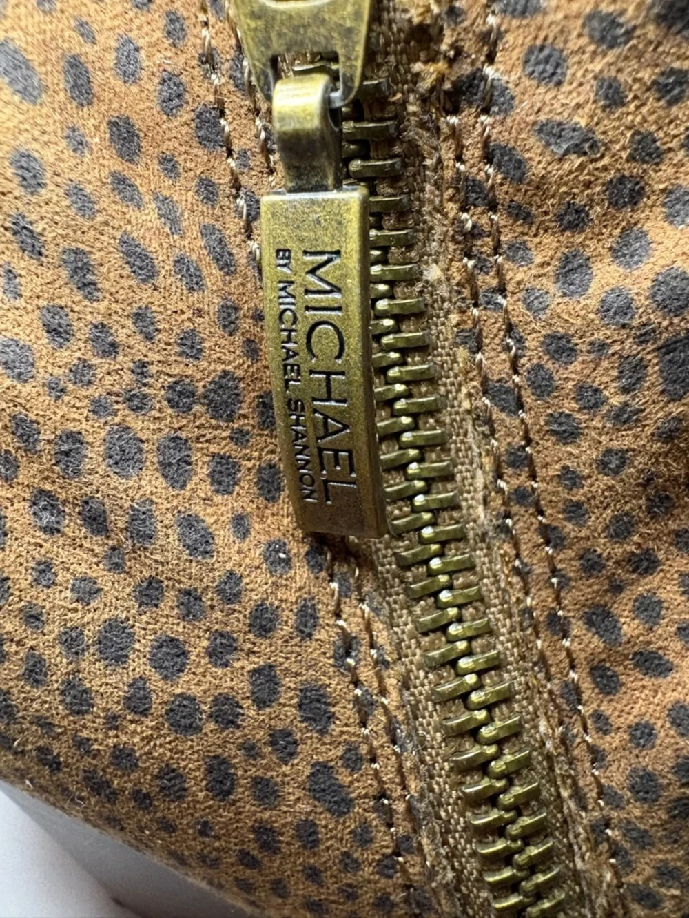 Michael Shannon Ginnie Leopard-Print Ankle Booties with‎ Gold Side Zip Size 7.5